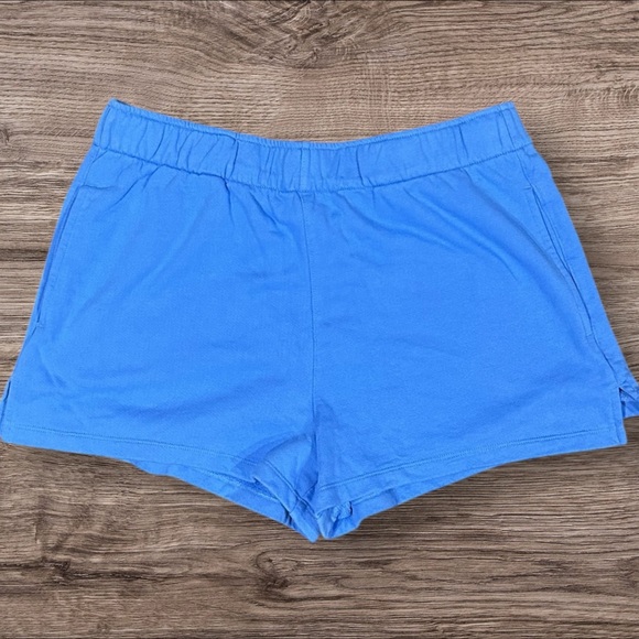 Madewell MWL Blue Terry Drawstring Sweat Shorts Size L Lounge Cotton Blend - Picture 2 of 7